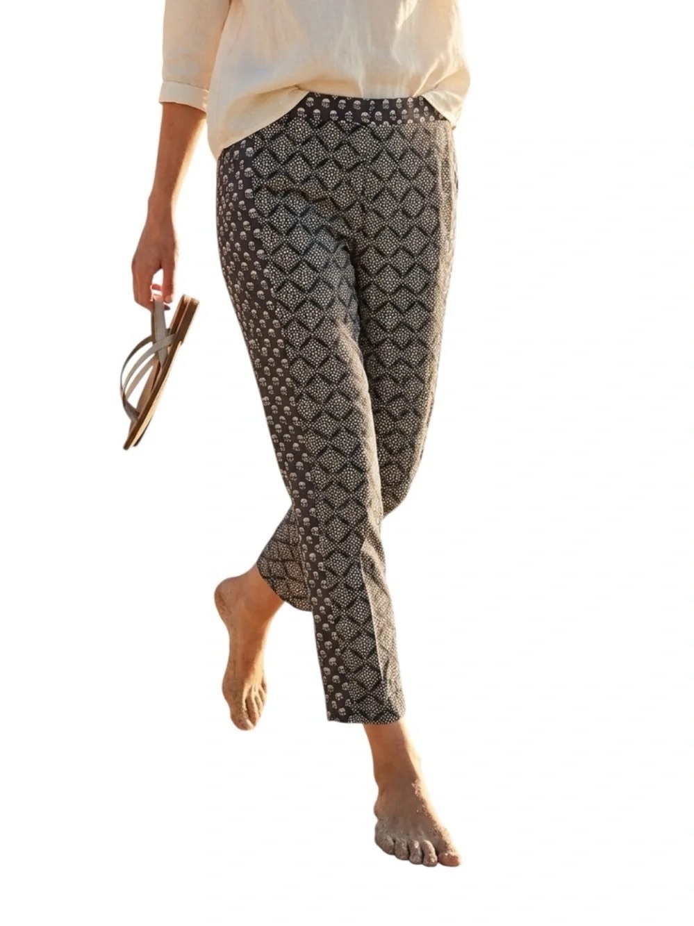 Michael Stars Black Patterned Cropped Ankle Pants